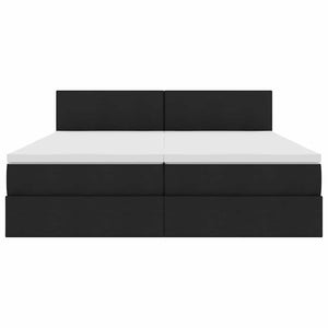 Aufbewahrungsbett mit Matratze 200x200 cm Kunstleder Schwarz