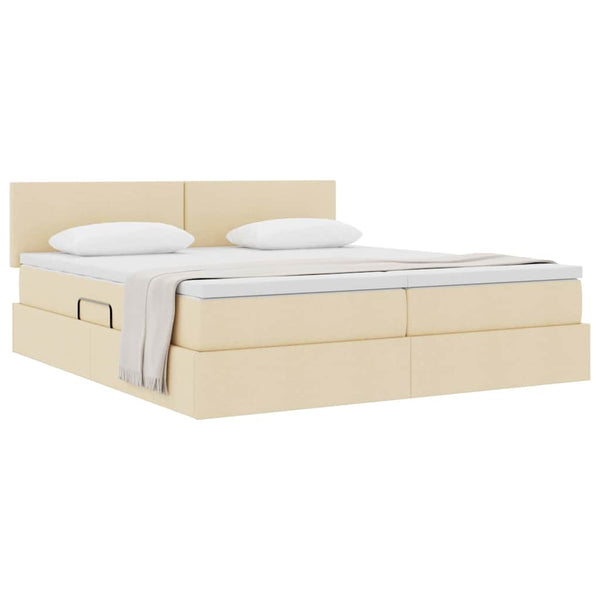 Aufbewahrungsbett mit Matratze Creme 200x200 cm