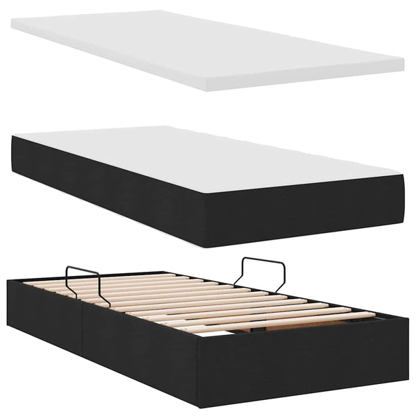 Aufbewahrungsbett mit Matratze 180x200 cm Schwarz Kunstleder