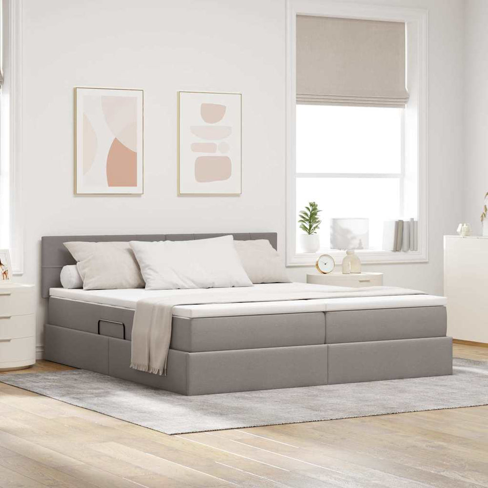 vidaXL Storage Bed with Mattress Taupe 180 x 200 cm Faux Leather