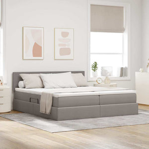 Aufbewahrungsbett mit Matratze Taupe 180x200 cm