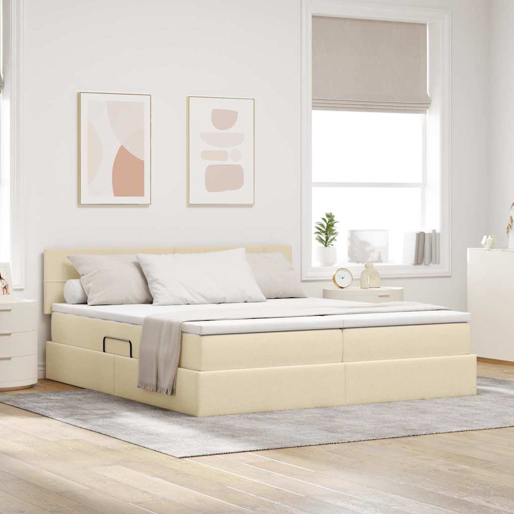 Aufbewahrungsbett mit Matratze Creme 180x200 cm