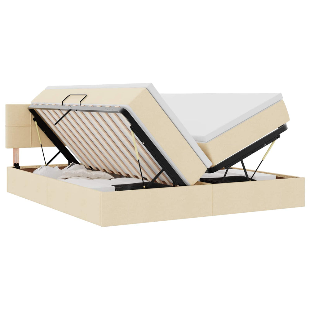 vidaXL Storage Bed with Mattress Cream 180 x 200 cm Faux Leather
