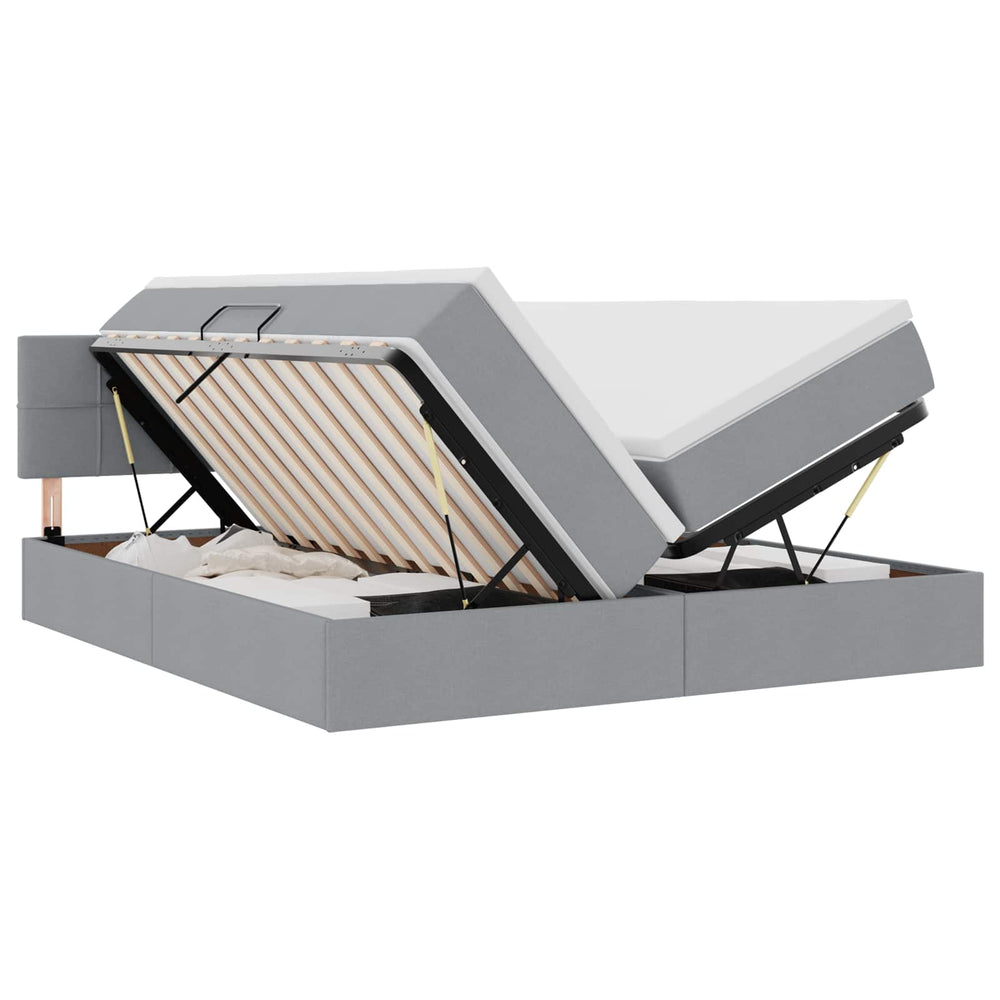 vidaXL Storage Bed with Mattress Light Grey 200 x 200 cm Faux Leather