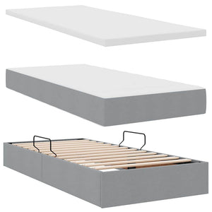 Aufbewahrungsbett mit Matratze 200x200 cm Hellgrau Kunstleder