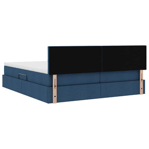 Aufbewahrungsbett mit Matratze Blau 200x200 cm