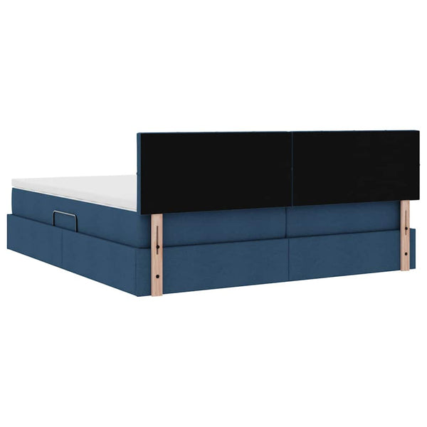 Aufbewahrungsbett mit Matratze Blau 200x200 cm