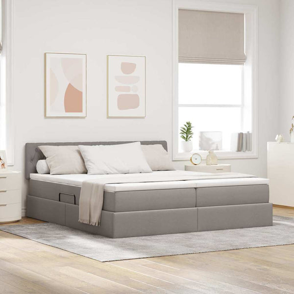 Aufbewahrungsbett mit Matratze 200x200 cm Taupe Kunstleder