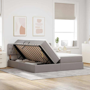 Aufbewahrungsbett mit Matratze 200x200 cm Taupe Kunstleder