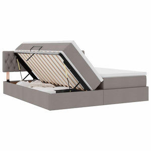 Aufbewahrungsbett mit Matratze 200x200 cm Taupe Kunstleder