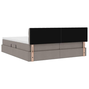 Aufbewahrungsbett mit Matratze 200x200 cm Taupe Kunstleder