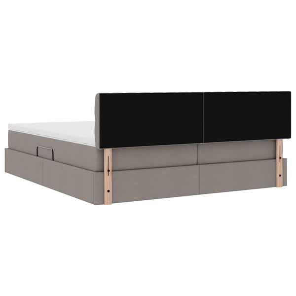 Aufbewahrungsbett mit Matratze 200x200 cm Taupe Kunstleder
