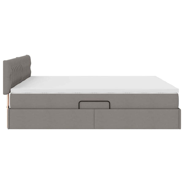 Aufbewahrungsbett mit Matratze 200x200 cm Taupe Kunstleder