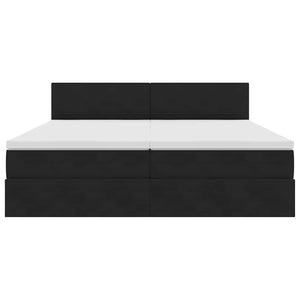 Schwarzes Stauraumbett mit Kopfteil 90x200 cm