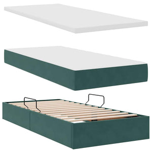Stauraumbett mit Matratze Dunkelgrün 90x200 cm