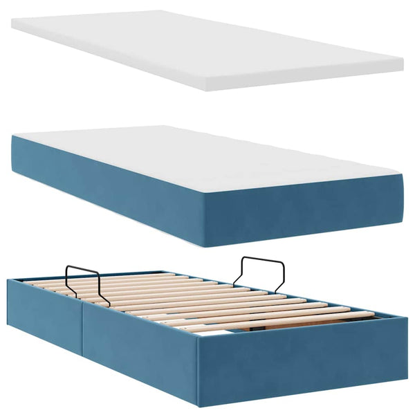 Stauraumbett mit Matratze Dunkelblau 90x200 cm