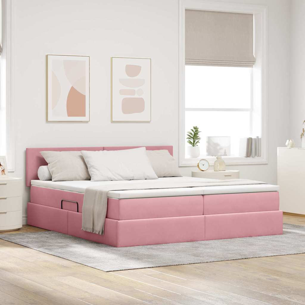 Aufbewahrungsbett mit Matratze Rosa 90x200 cm