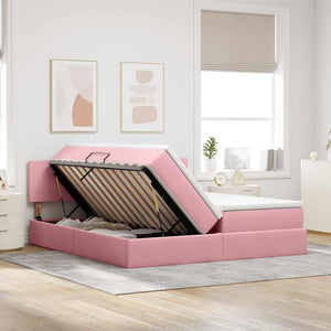 Aufbewahrungsbett mit Matratze Rosa 90x200 cm