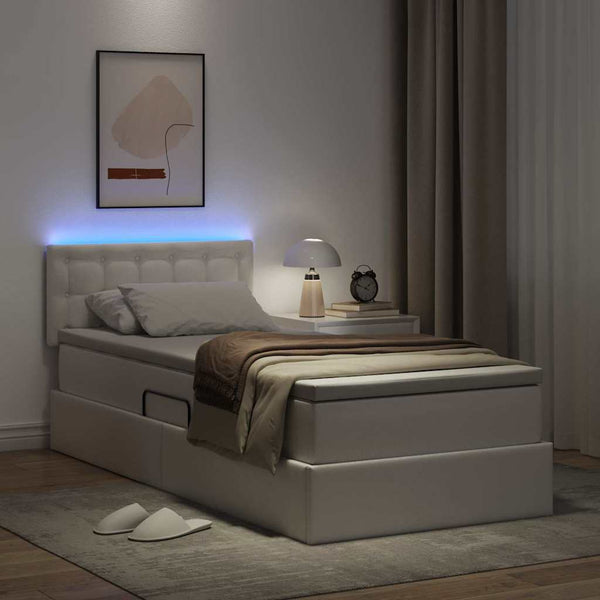 Bett mit Stauraum und LED 90x190 cm Kunstleder