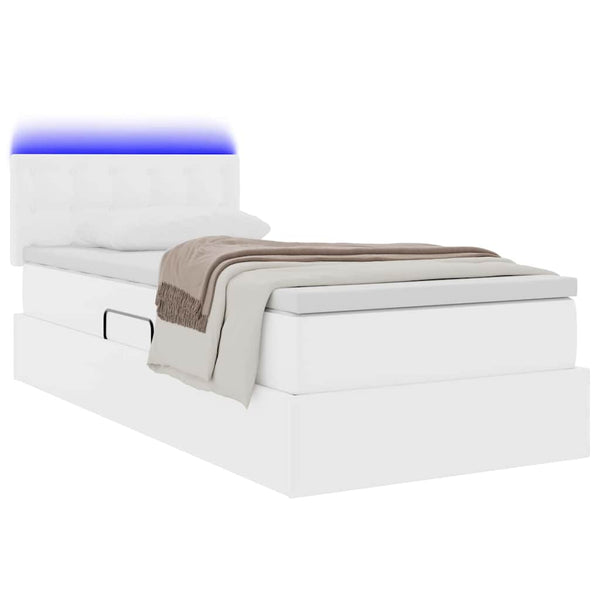 Bett mit Stauraum und LED 90x190 cm Kunstleder