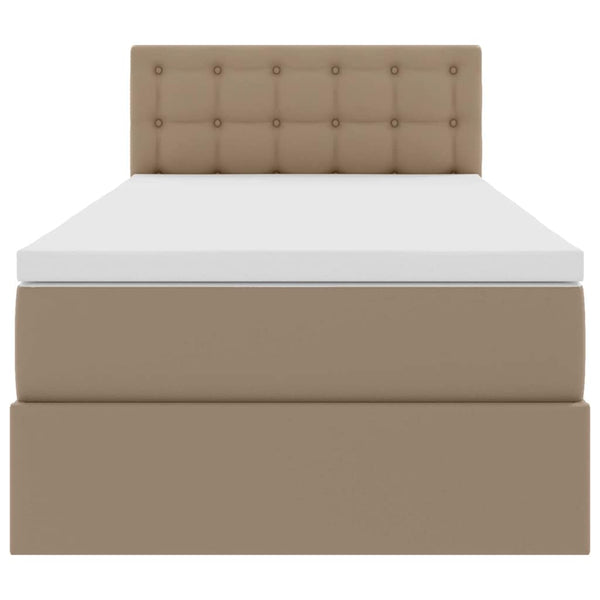 Bett mit Stauraum & LED Cappuccino 90x190 Kunstleder