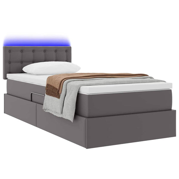 Bett mit Stauraum und LED Grau 90x200 cm
