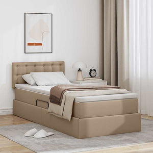 Bett mit Stauraum und LED Cappuccino 90x200 cm