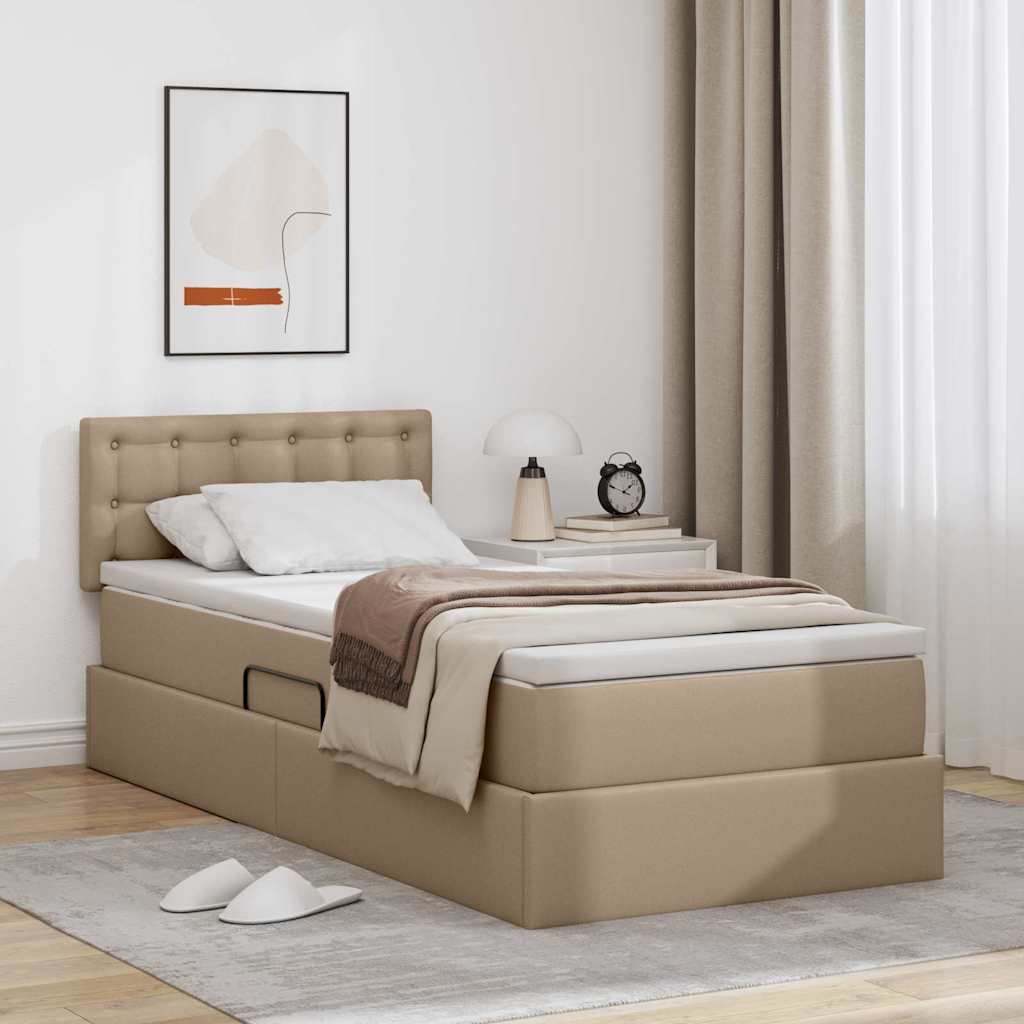 Bett mit Stauraum und LED Cappuccino 90x200 cm