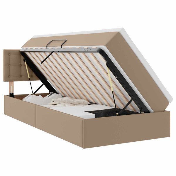 Bett mit Stauraum und LED Cappuccino 90x200 cm