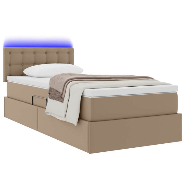 Bett mit Stauraum und LED Cappuccino 90x200 cm