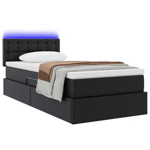 Bett mit Stauraum und LED Schwarz 100x200 cm