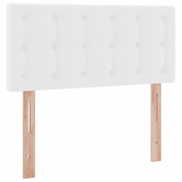 Bett 100x200 mit Stauraum & LED Kunstleder Weiß