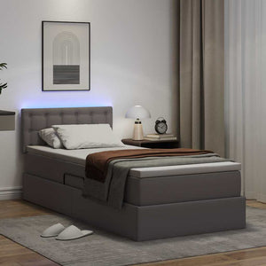 Bett mit Stauraum und LED Grau 100x200 cm