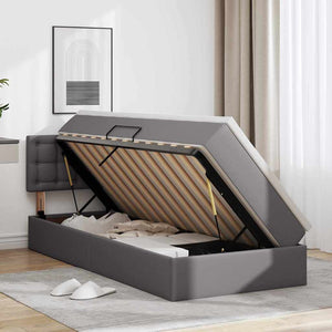Bett mit Stauraum und LED Grau 100x200 cm