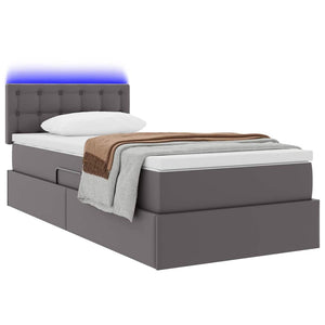 Bett mit Stauraum und LED Grau 100x200 cm