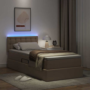 Bett mit Stauraum & LED Cappuccino 100x200 cm