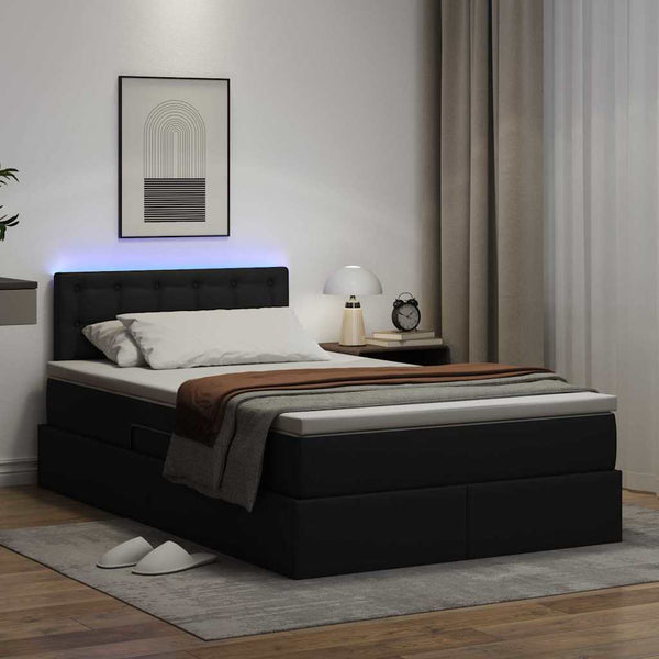 Bett mit Stauraum & LED Schwarz 120x190 cm
