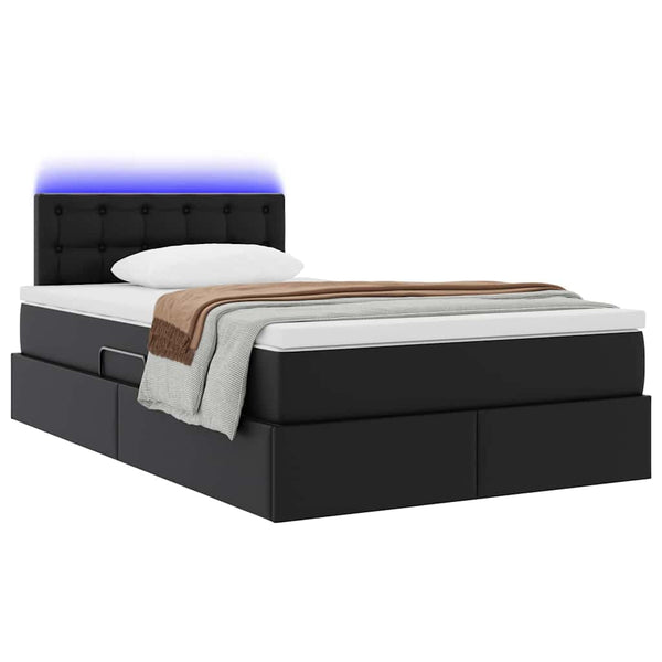 Bett mit Stauraum & LED Schwarz 120x190 cm