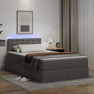 Bett mit Stauraum & LED Grau 120x190 cm