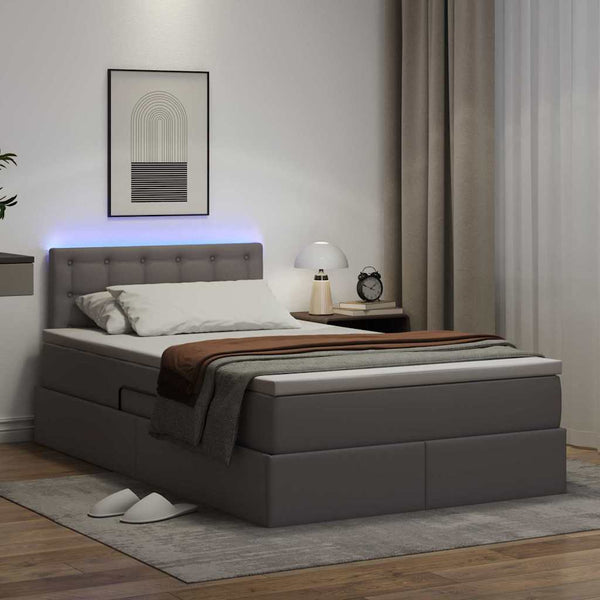 Bett mit Stauraum & LED Grau 120x190 cm