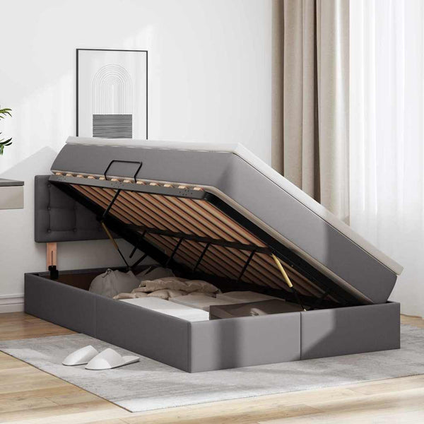 Bett mit Stauraum & LED Grau 120x190 cm