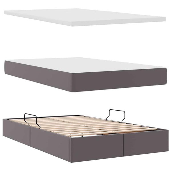 Bett mit Stauraum & LED Grau 120x190 cm