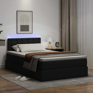 Bett mit Stauraum und LED Schwarz 120x200 cm