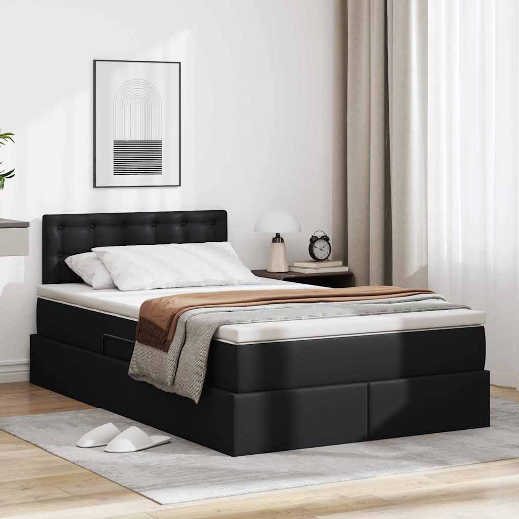Bett mit Stauraum und LED Schwarz 120x200 cm
