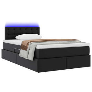 Bett mit Stauraum und LED Schwarz 120x200 cm