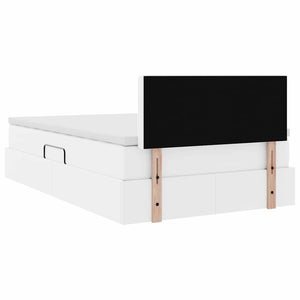 Bett mit Stauraum & LED 120x200 cm Weiß Kunstleder