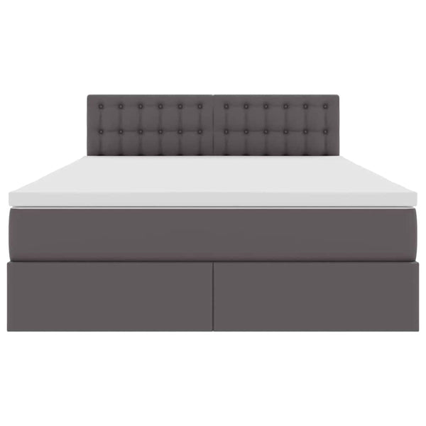 vidaXL Lit avec rangement et LED gris 140 x 190 cm en similicuir