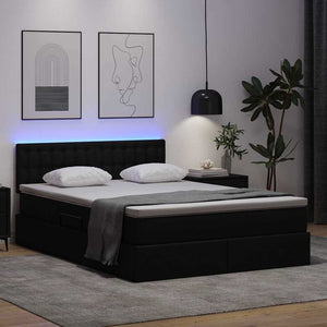Bett mit Stauraum LED Schwarz 140x200 cm