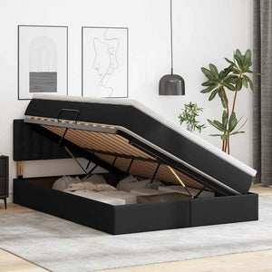 Bett mit Stauraum LED Schwarz 140x200 cm