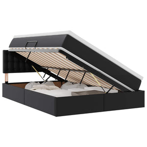 Bett mit Stauraum LED Schwarz 140x200 cm